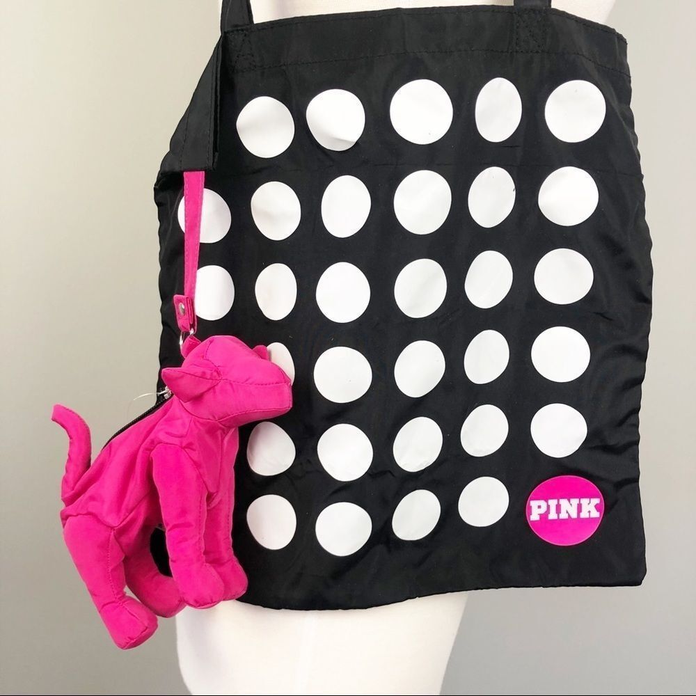 PINK Victoria's Secret Black and White Polka Dot Tote Bag - Picture 2 of 8
